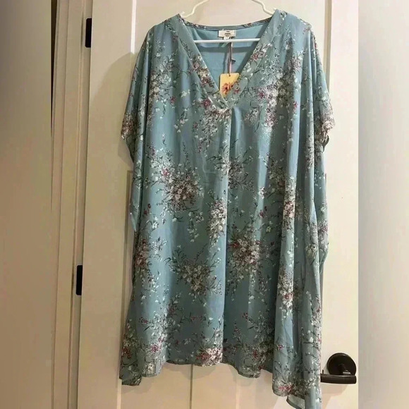 Entro Women’s Blue Floral Blouse Size L With Tag - Picture 1 of 7